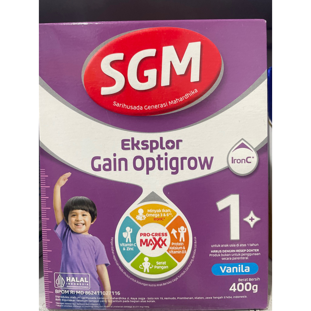 SGM Gain 1+ 400g - Susu Tinggi Kalori Kejar Berat Badan Anak 1-5 Tahun