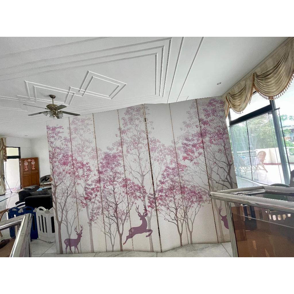 TIRAI BEKAS Wallpaper Dinding 3D Murah Berkualitas Tirai Pohon Sakura Pink Tree Second Pintu Lipat T