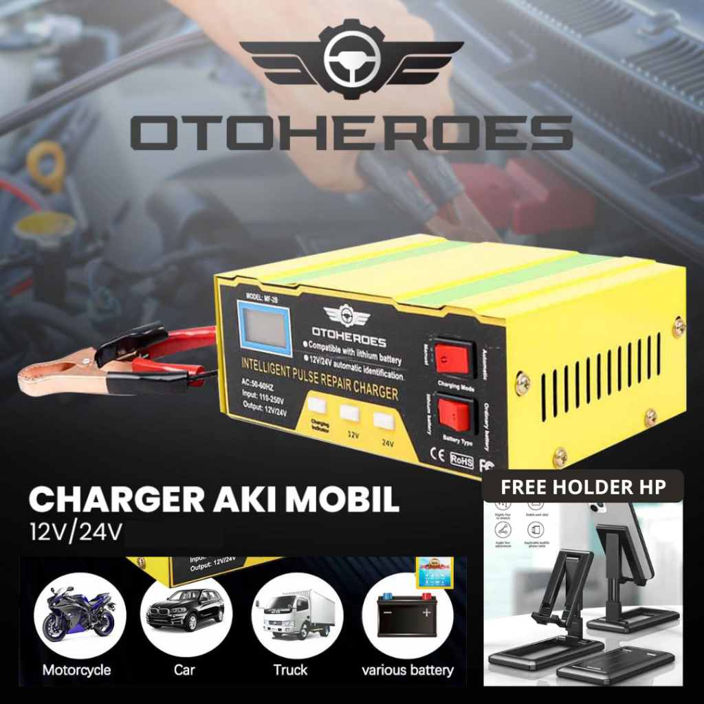 OTOHEROES Charger Aki Mobil Intelligent Battery Charger 12V/24V 10A