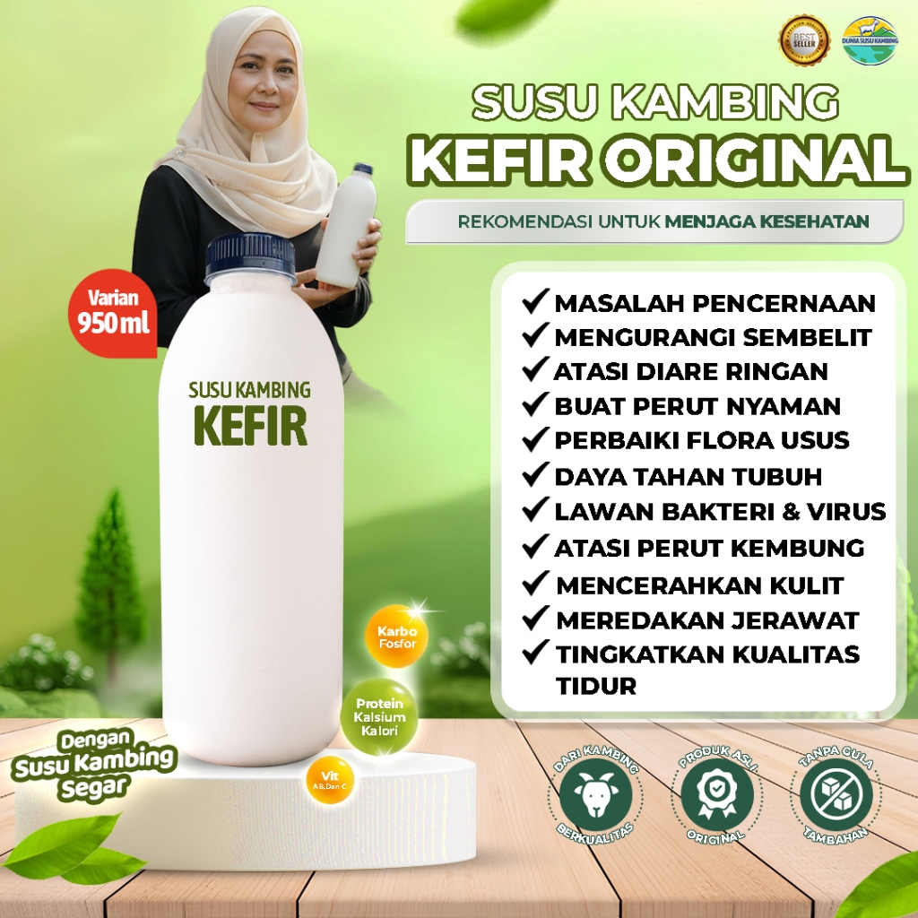 Kefir Susu Kambing Murni Varian 950 ml Terbuat Dari Bibit Kefir Asli Dan Susu Kambing Segar