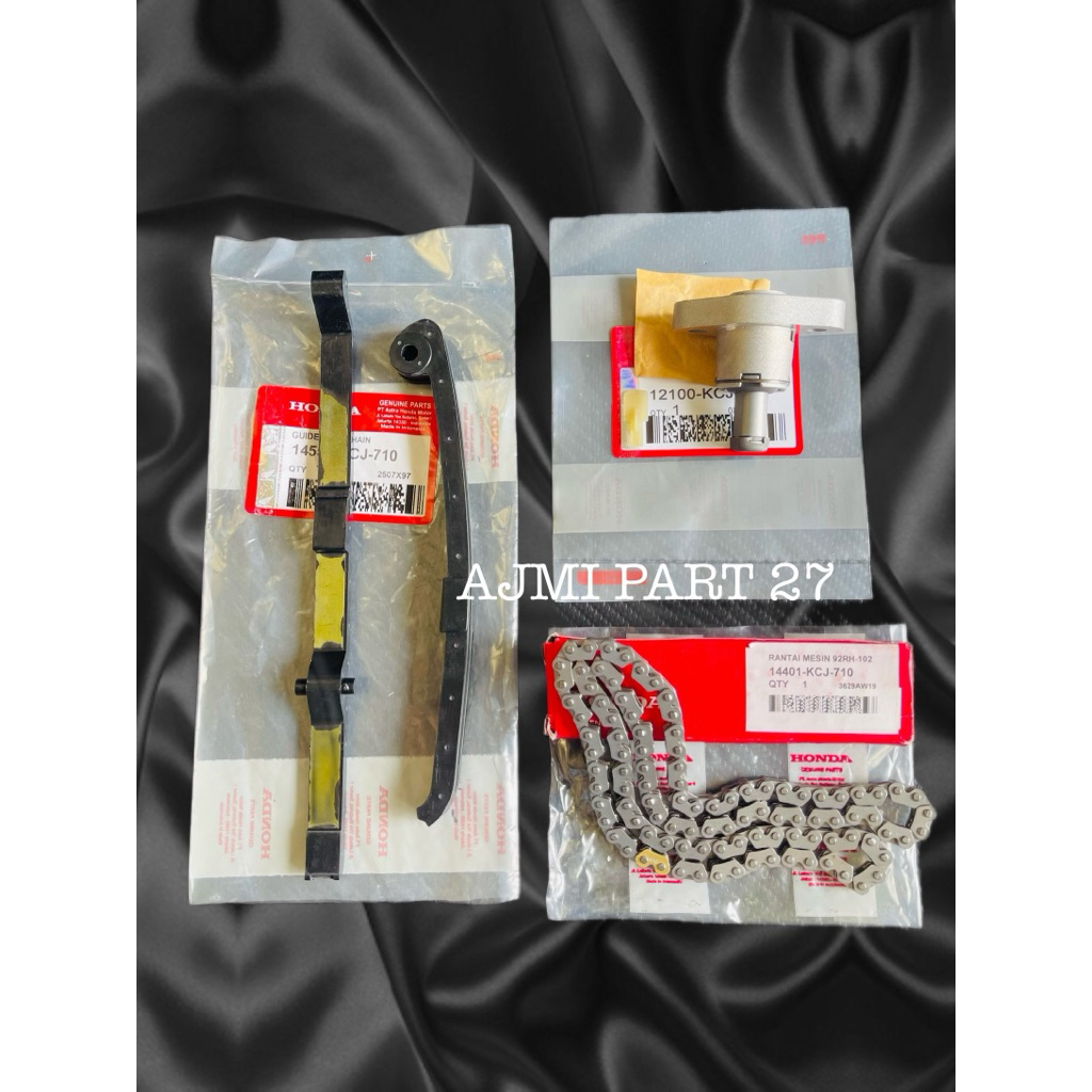 Tonjokan keteng KCT+Karet Tensioner KCJ+Rantai keteng KCJ Honda Tiger 2000 Tiger Revo ORI