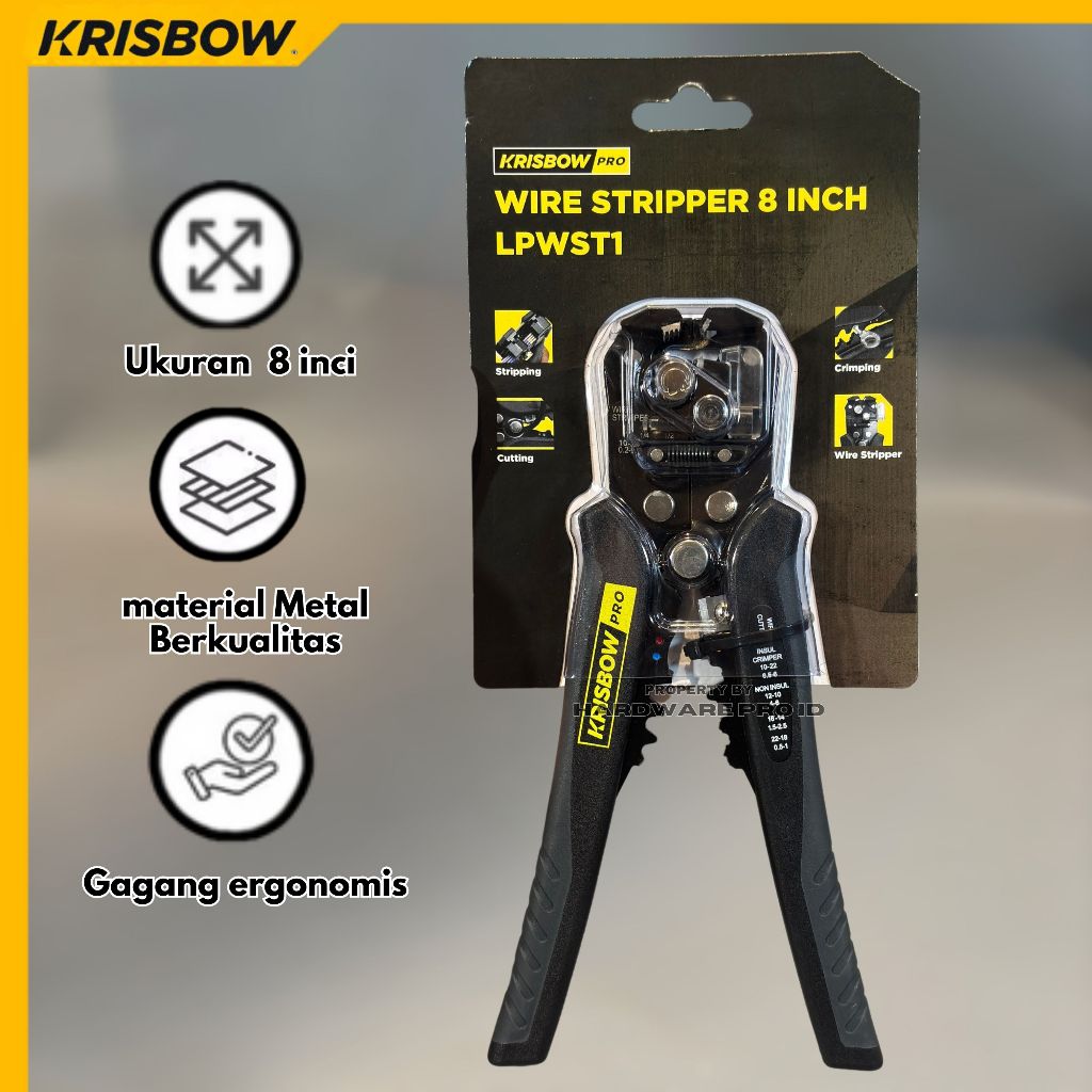 Krisbow 8 Inci Tang serbaguna  Pengupas Kabel 4-in-1 - Hitam
