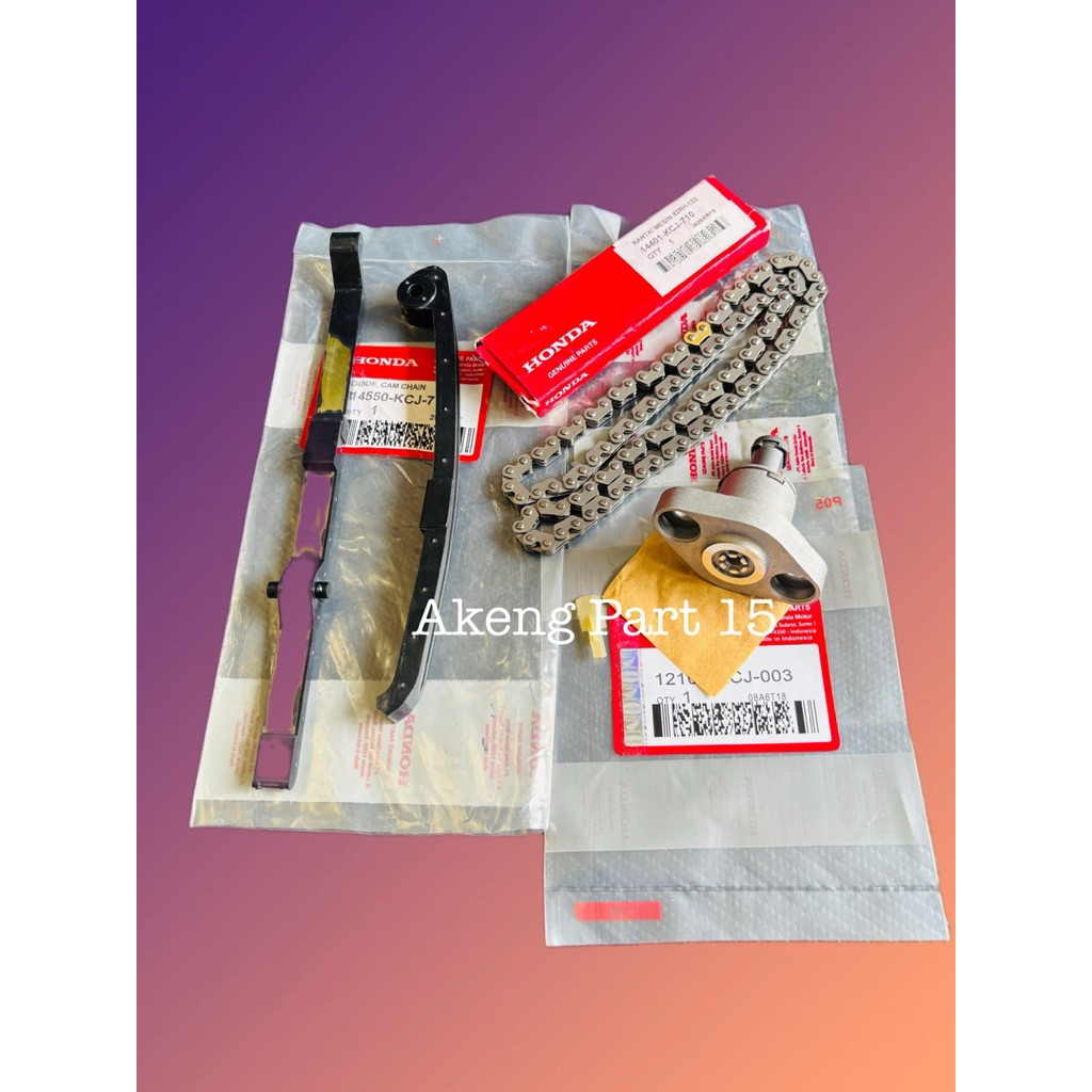 Tonjokan Keteng KCT+Karet Tensioner KCJ+Rantai keteng KCJ Honda Tiger 2000 Tiger Revo ORI