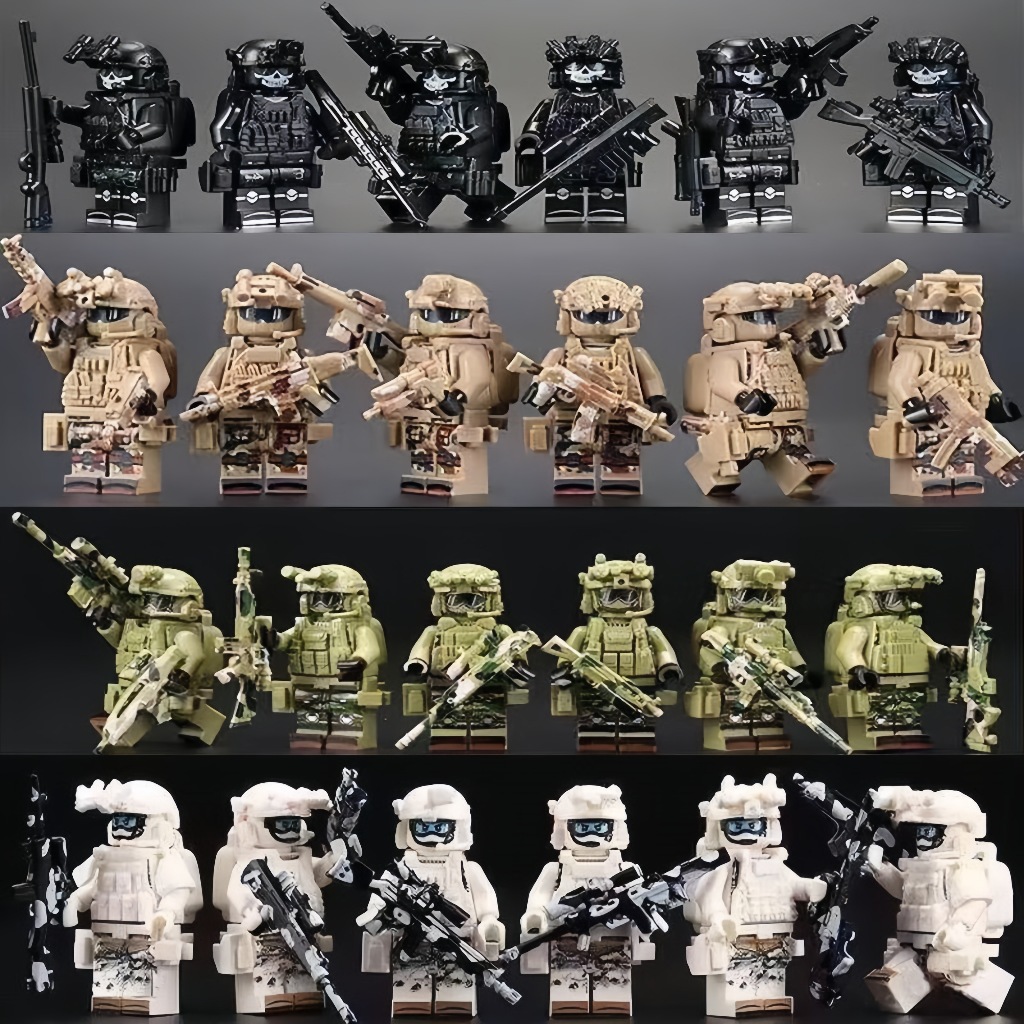 Mainan Bricks Minifigure Military Army Swat Pack Black Ghost Series  Mainan Balok Military Minifigur