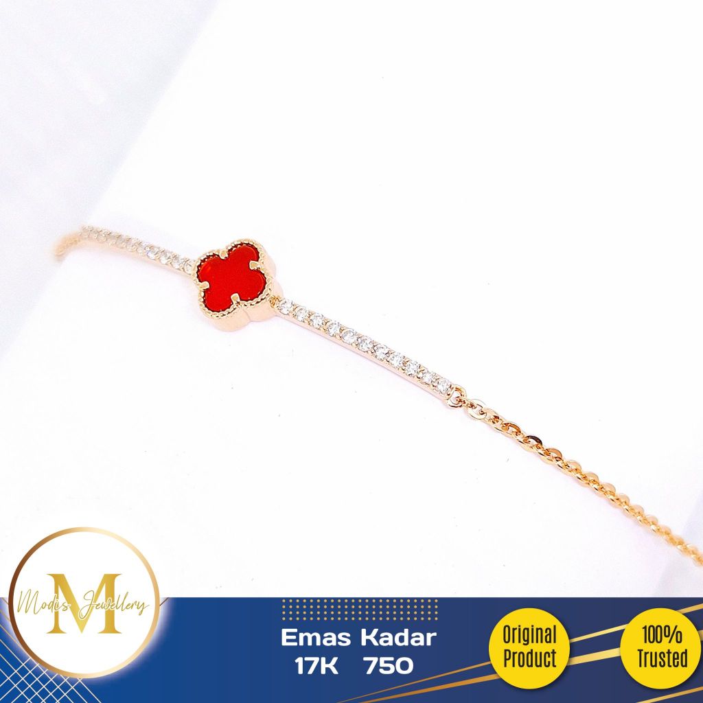MODIS JEWELLERY - Gelang Listring Clover Italy IT Rosegold - Emas 17k 750