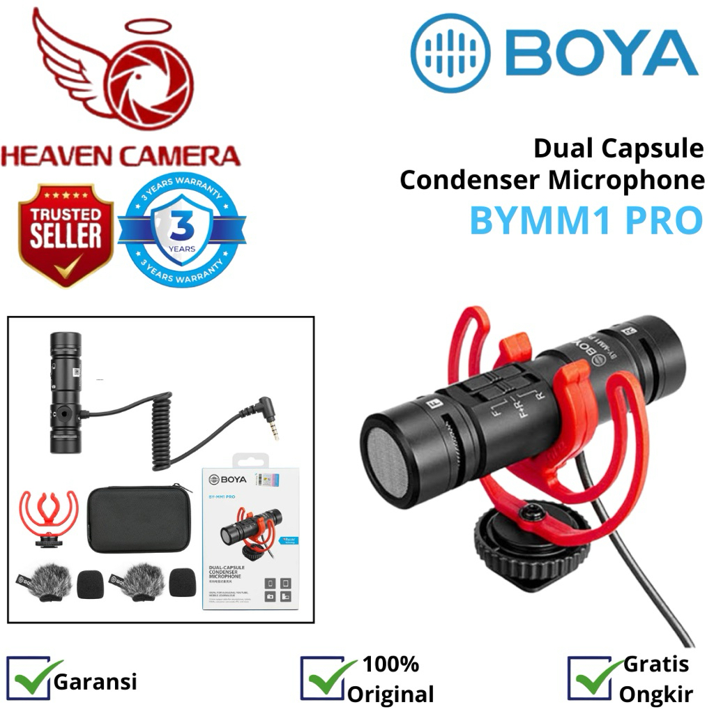 BOYA Lavalier Microfone BY-MM1 Series  Mikrofon Omnidirection  Kabel Untuk Smartphone DSLR PC Audio 