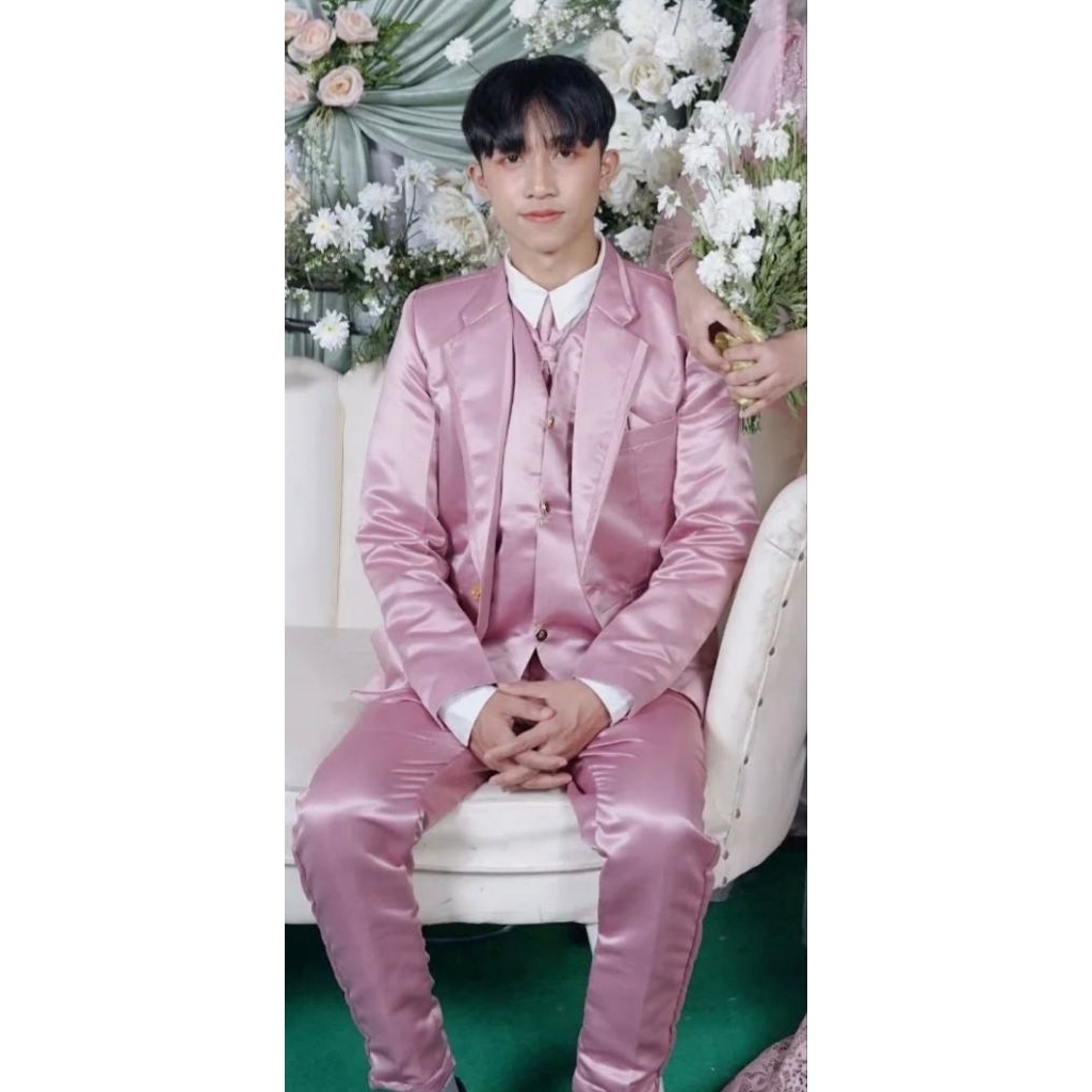 JAS CELANA ROMPI SET PENGANTIN PRIA WARNA PINK/ROSEGOLD