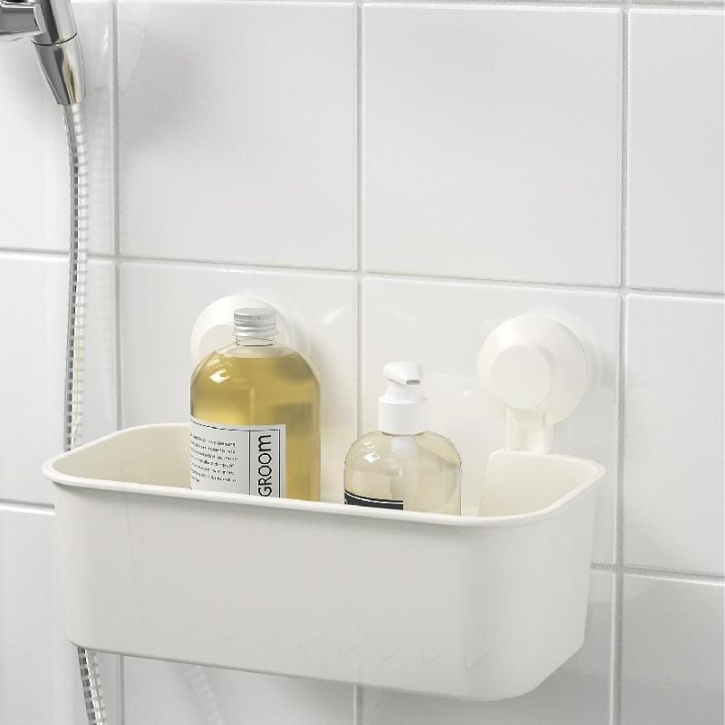 Rak Tempat Peralatan Kamar Mandi Rak Sabun Tempel Dinding Plastik Hisap Kuat