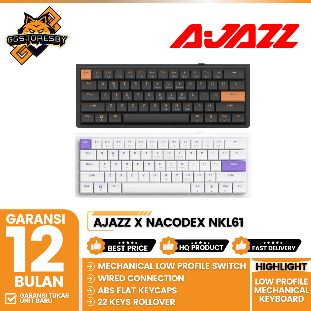 Ajazz X Nacodex NKL61 Wired Low Profile Mechanical Keyboard