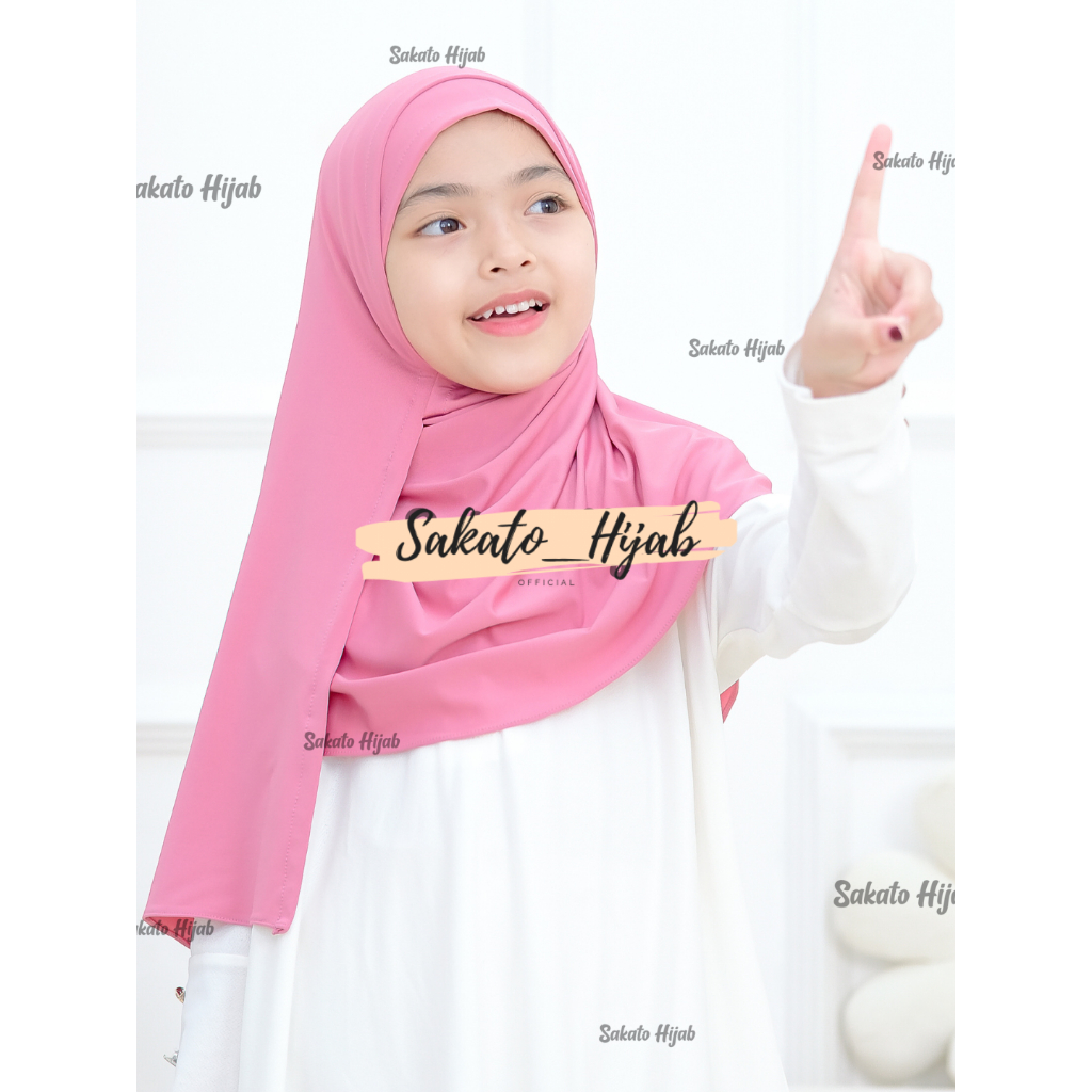 HIjab Pashmina Instan anak 2 in 1,Hijab Pashmina instan anak 6-13 Tahun