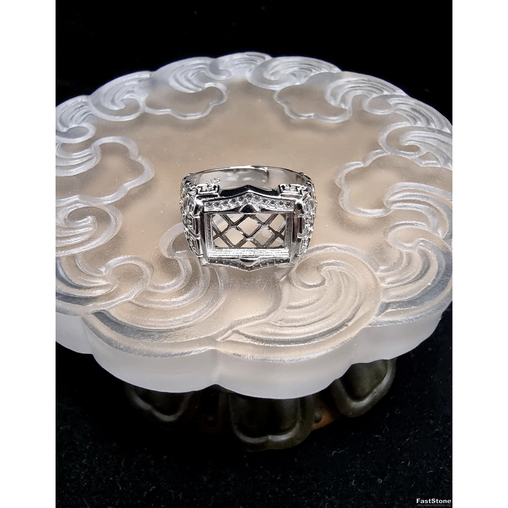Ring Cincin Perak Silver 925 Ikatan Kosong Batu Crystal 7x12mm R001