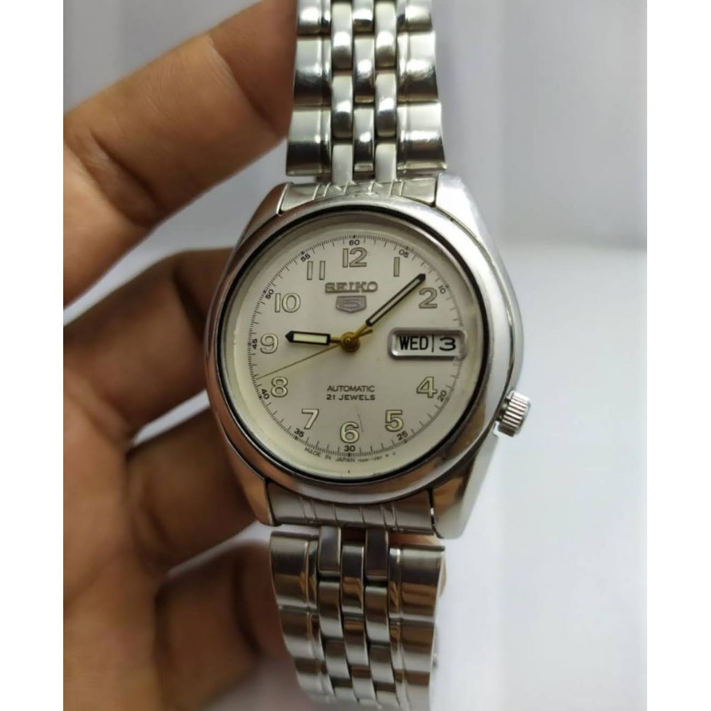 Jam tangan vintage seiko 5 military beige dial automatic rare watch original
