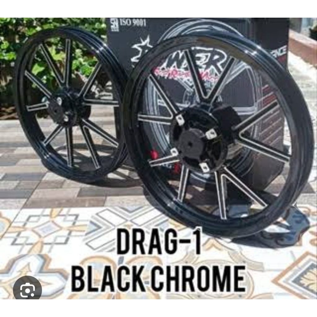VELG RACING DRAG 1 GP WHEEL MODEL DAYTONA DOUBLE DISC PNP NINJA R / SS WARNA BLACK CHROME