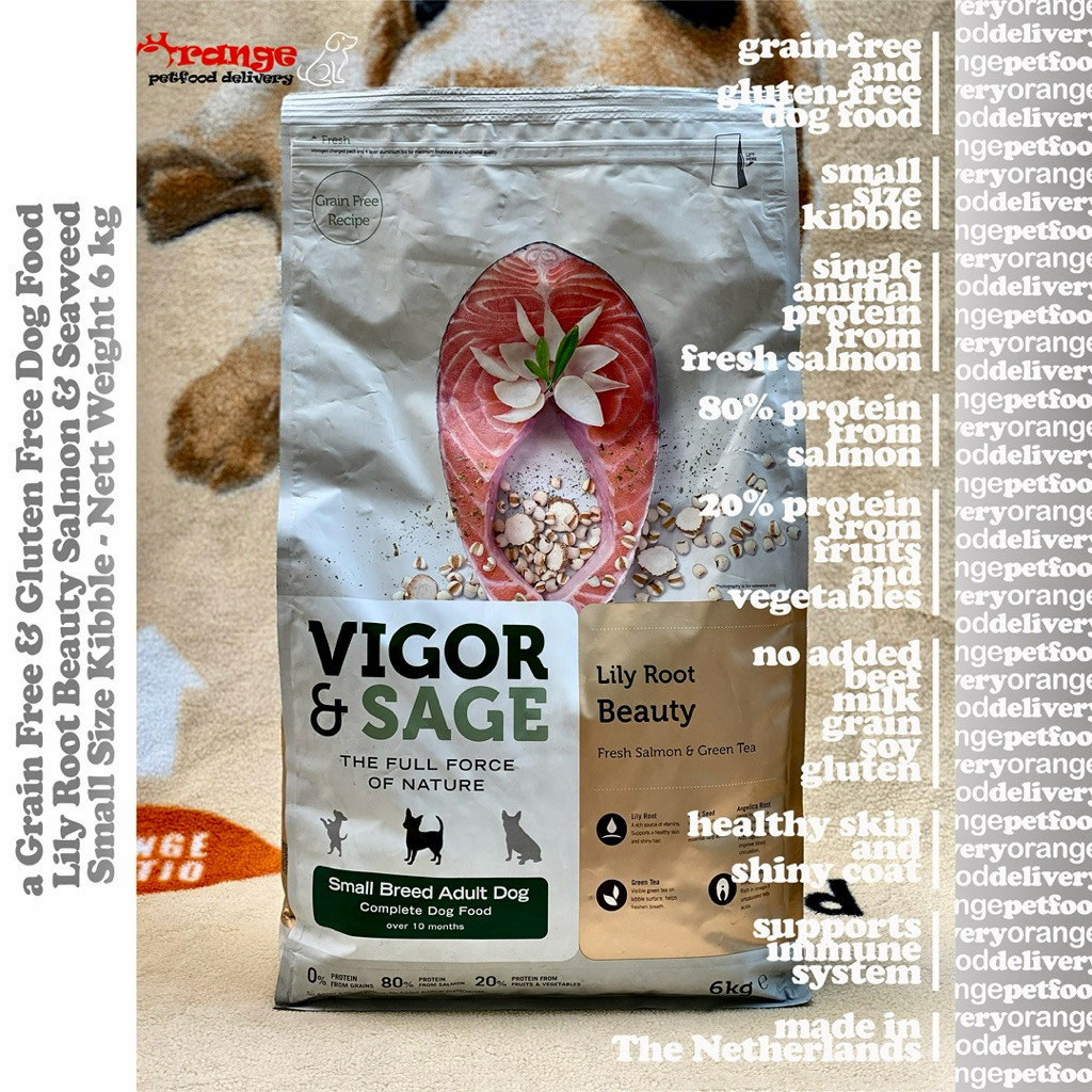 Vigor & Sage Lily Root Beauty Salmon & Seaweed Small Breed Adult 6 kg - Low Sensitivity Healthy Grai