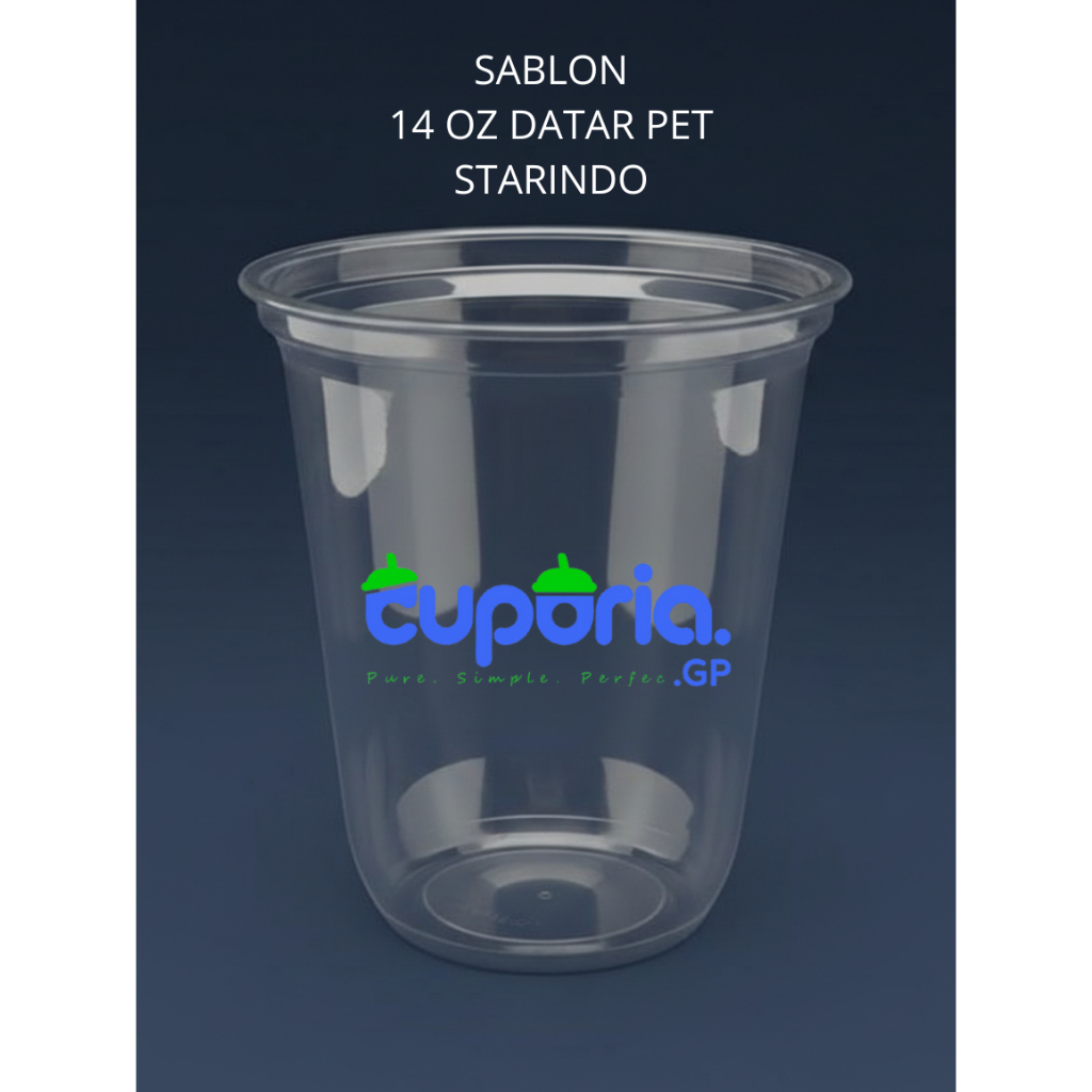 Sablon Cup Plastik 14oz Oval PET Starindo - Free Desain + TUTUP