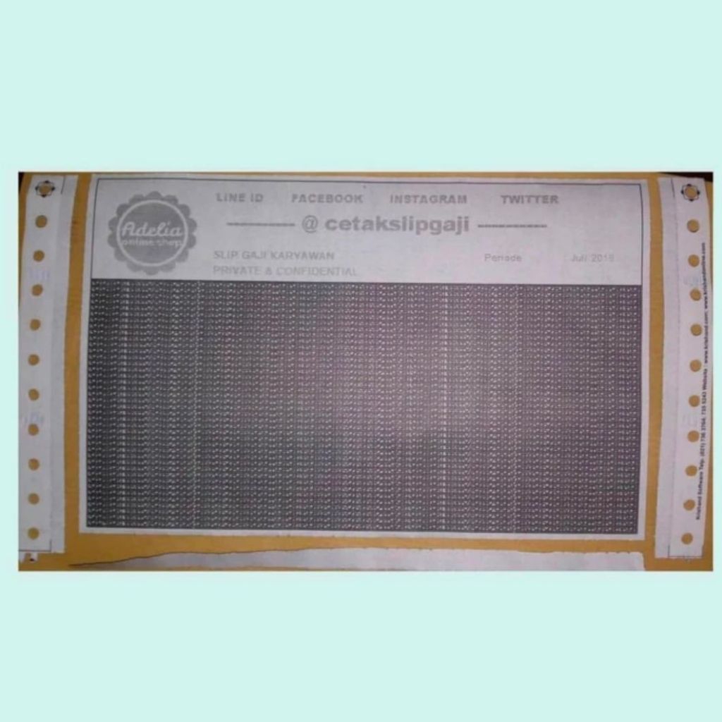 Slip gaji karbonise rangkap 3, payroll paper 3 ply pribadi dan rahasia