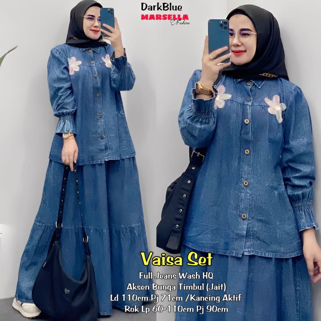 VAISA SET • SETELAN ROK JEANS • SETELAN ROK PANJANG • MARSELLA