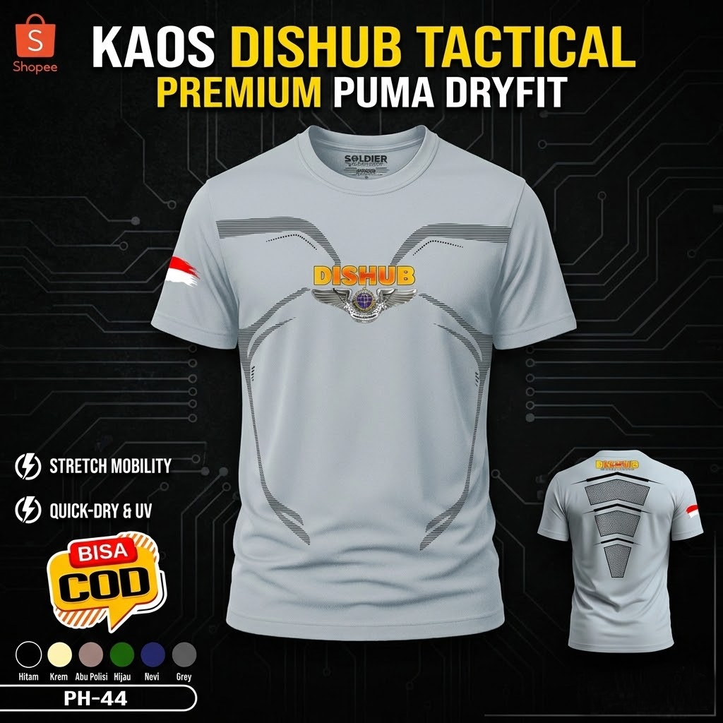 Kaos Dishub Dinas Lapangan - Bahan Dryfit Premium - Baju Dalam Seragam Perhubungan Pria Lengan Pendek