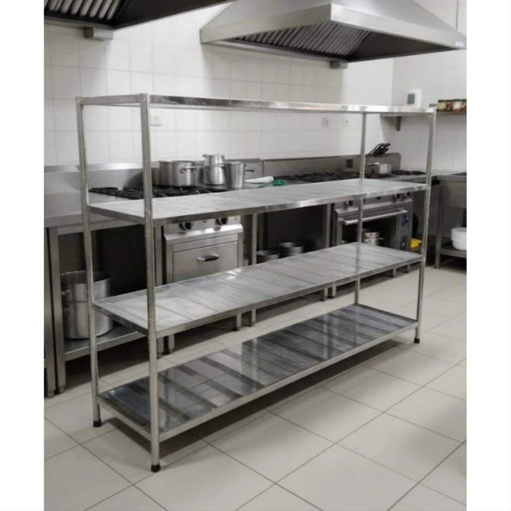 Rak Peniris MBG Stainless 200×50×150cm | Rak Stainless Dapur MBG 4 Susun | Rak 4 Susun | Rak Dapur 4