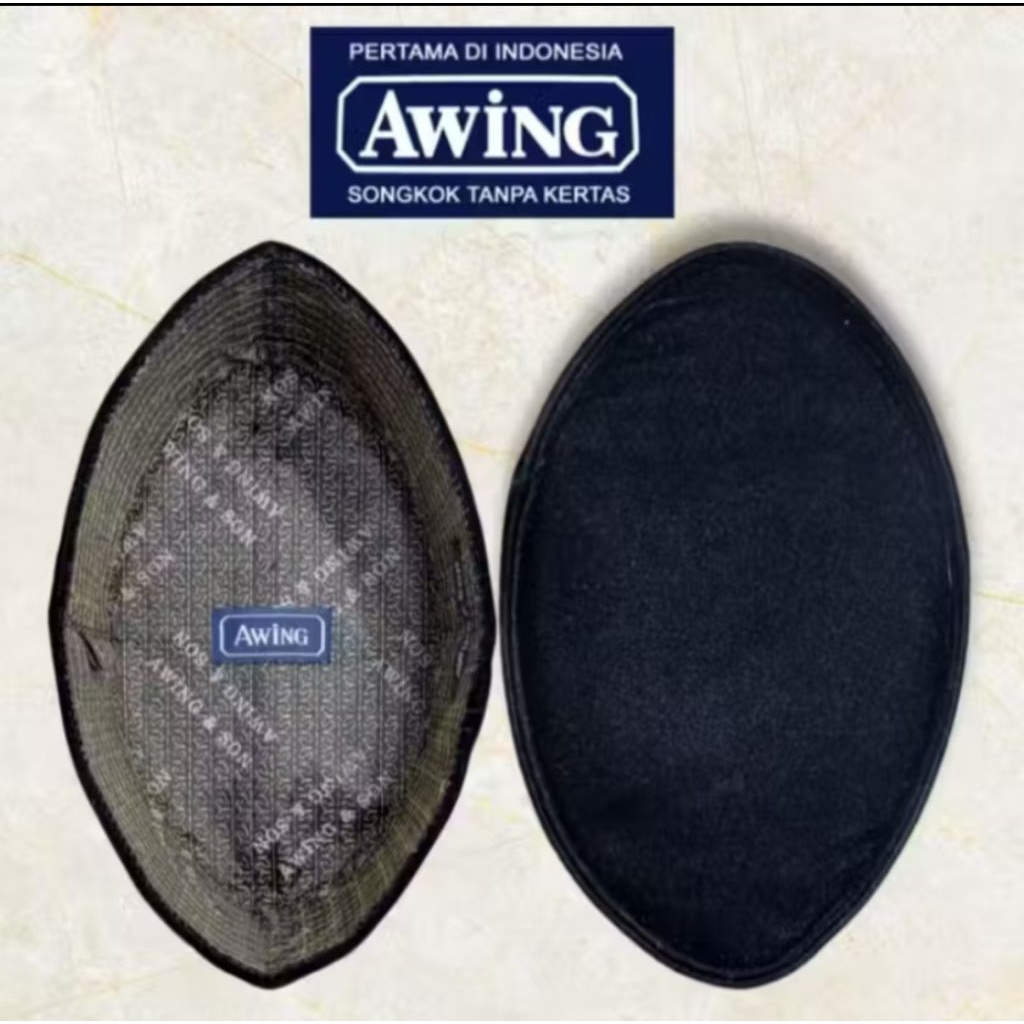 SONGKOK HITAM AWING TANPA AC | GROSIR 10 PCS | POLOS HITAM