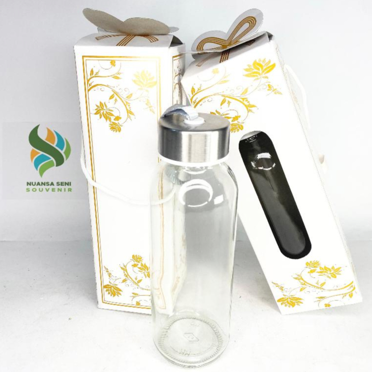 Souvenir Botol Minum 300ml Botol Madu Tumbler Infused Water Kaca Termos Kaca Bening Polos