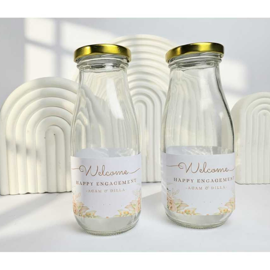 Botol Kaca Juice 300ml Tutup Seng Gold Botol Susu Botol Madu Tumbler Minum Infuser Water Kaca