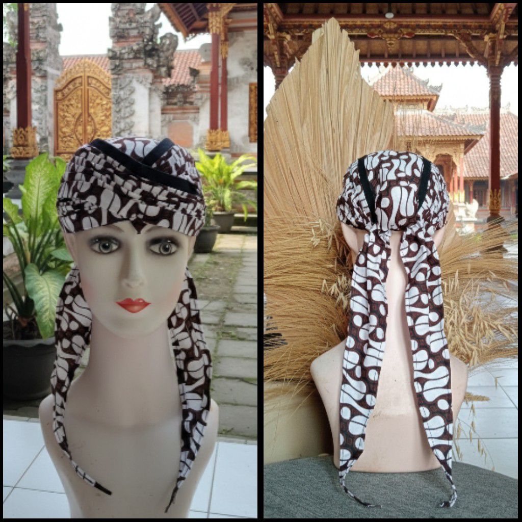 Blangkon Lipat Jogja Full Motif Batik Solo Putih Sliwir