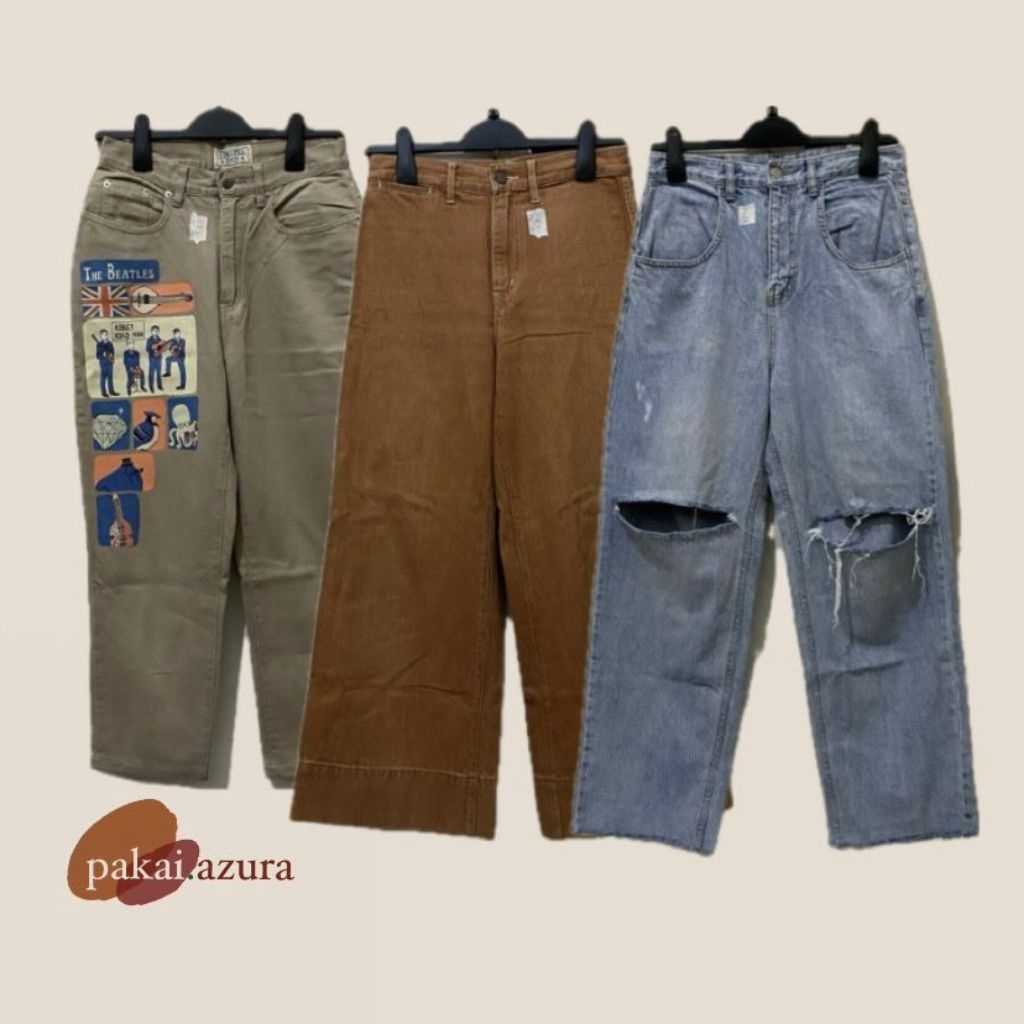 celana corduroy/ jeans/ kulot/ painting/ loose