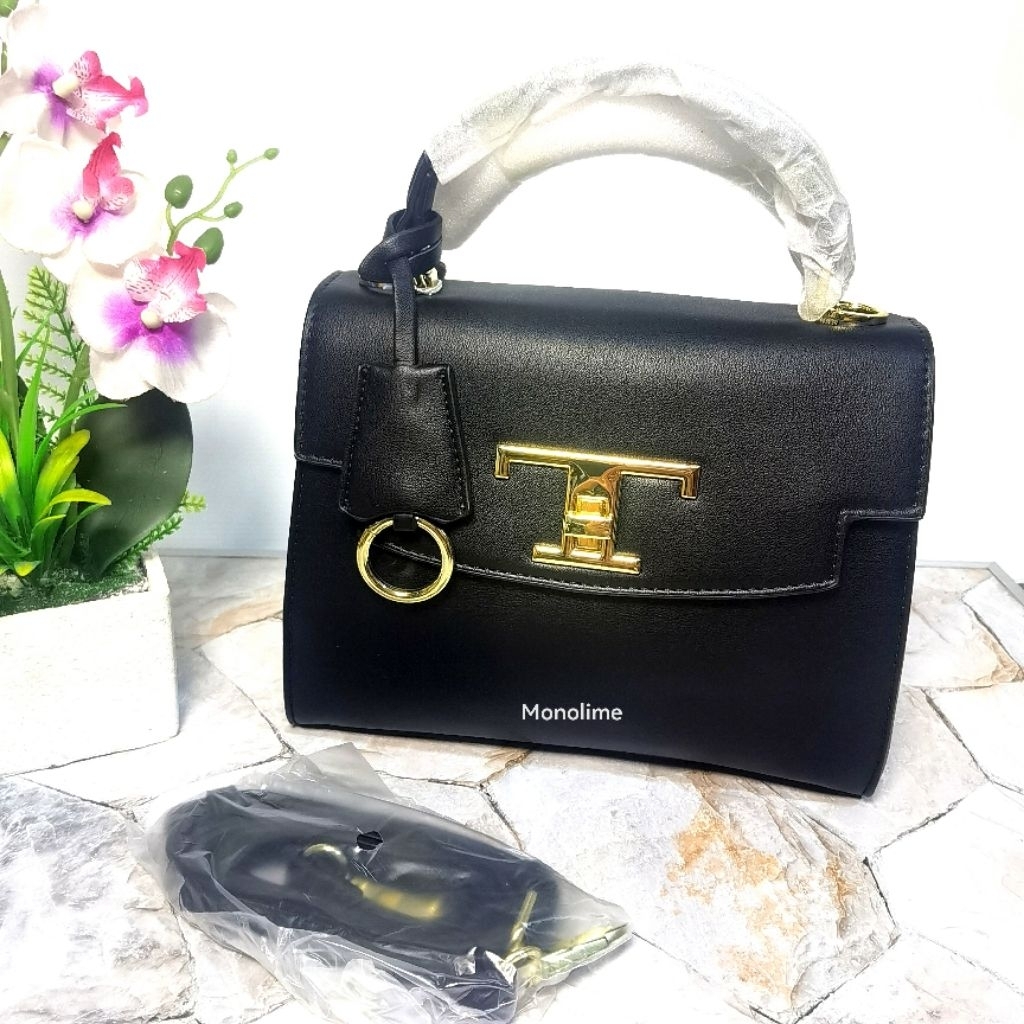 Tas kantor Handbag wanita fashion import, Tas selempang fashion wanita warna hitam, tas kantoran wan