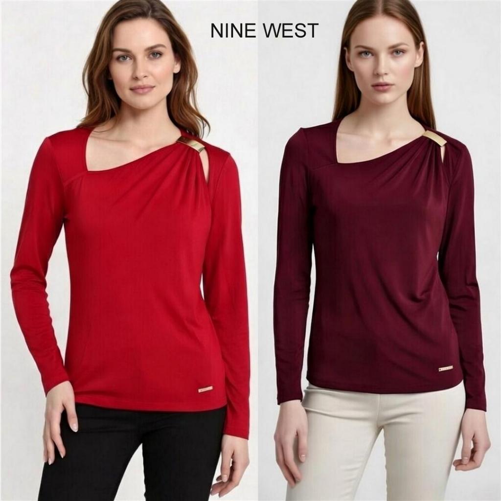 Mode Republic - Long Sleeve Hardware Asymmetric Top - Business Casual Blouse - Atasan Blouse Kerja W