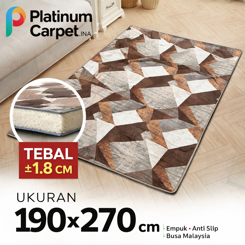 Karpet Malaysia 190x270 Tebal Premium Anti Licin | Karpet Ruang Tamu Elegan