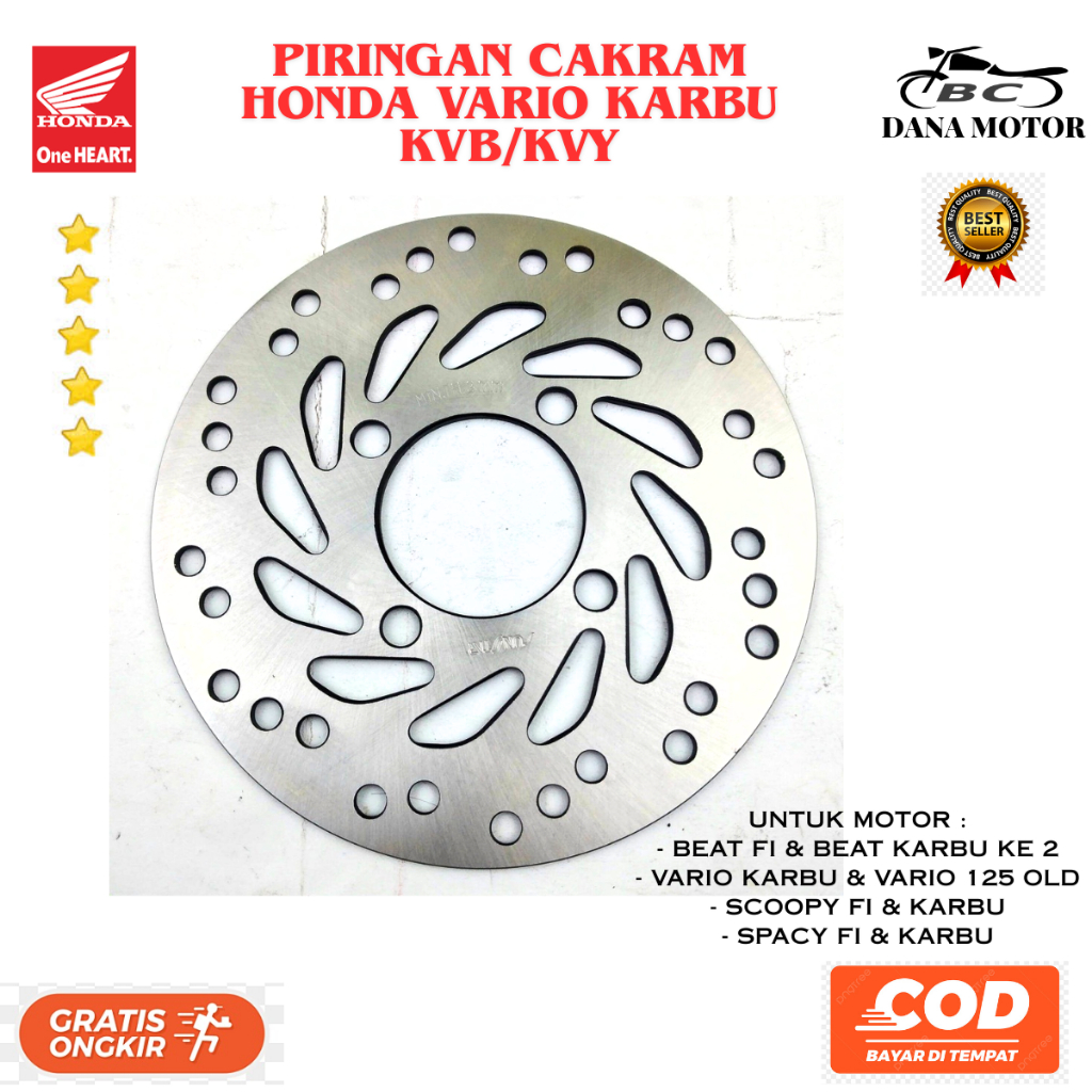 Piringan Cakram Vario Karbu Ori / Piringan Cakram Depan Honda Beat Original Premium - 45351-KVB-931