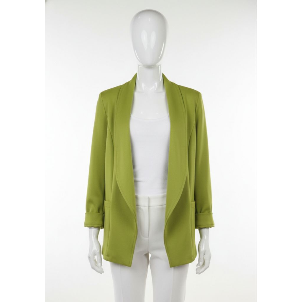 BLAZER WANITA POLOS HIJAU LD 110- 120 ( BAHAN STREECTH ) OUTER KEKINIAN & ELEGAN TAMPIL CHIC & PROFE