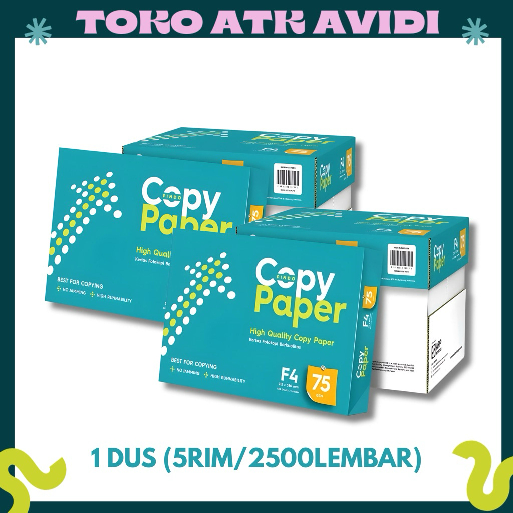 (1DUS/KARTON) Kertas HVS F4 75GSM Copy Paper 5 rim 75 gram papper