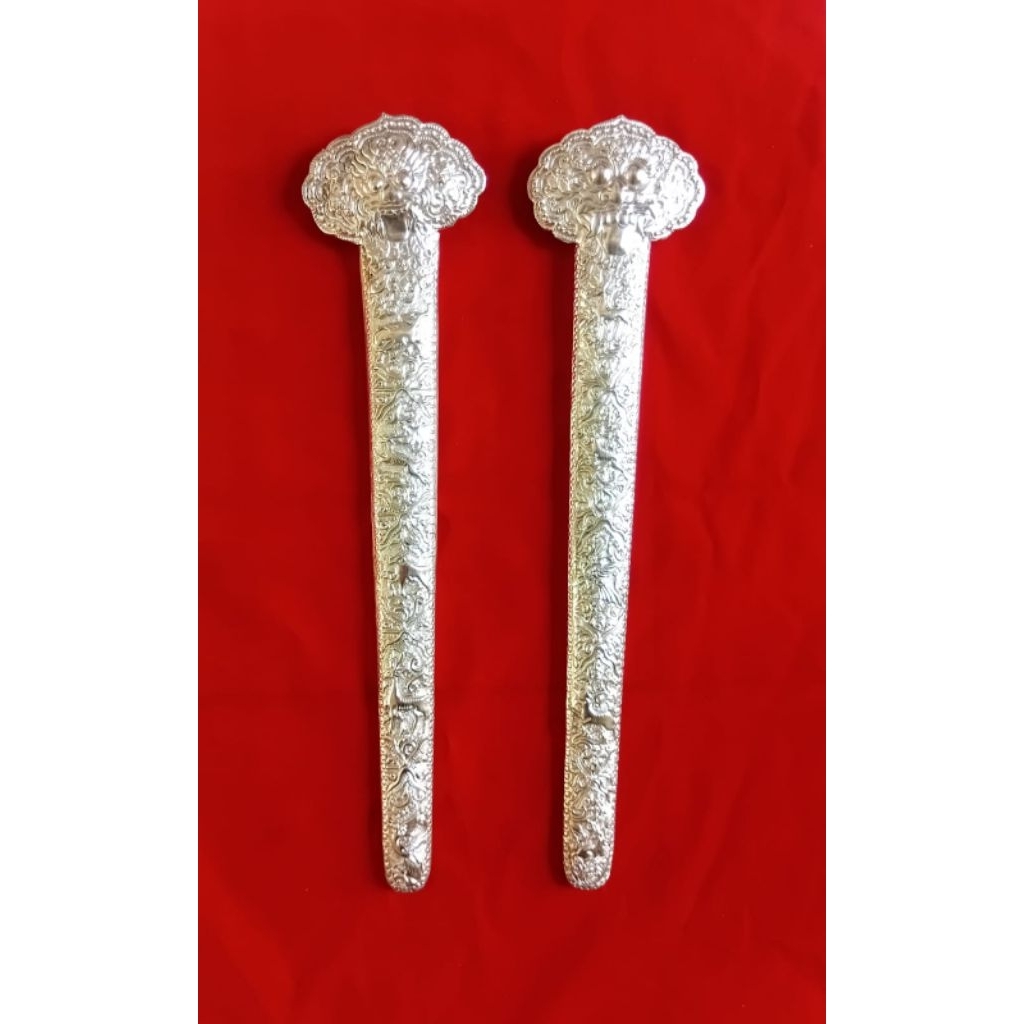 Pendok Topeng Cirebon Motif Makoro Panjang 43 cm Tebal 04 Warna perak