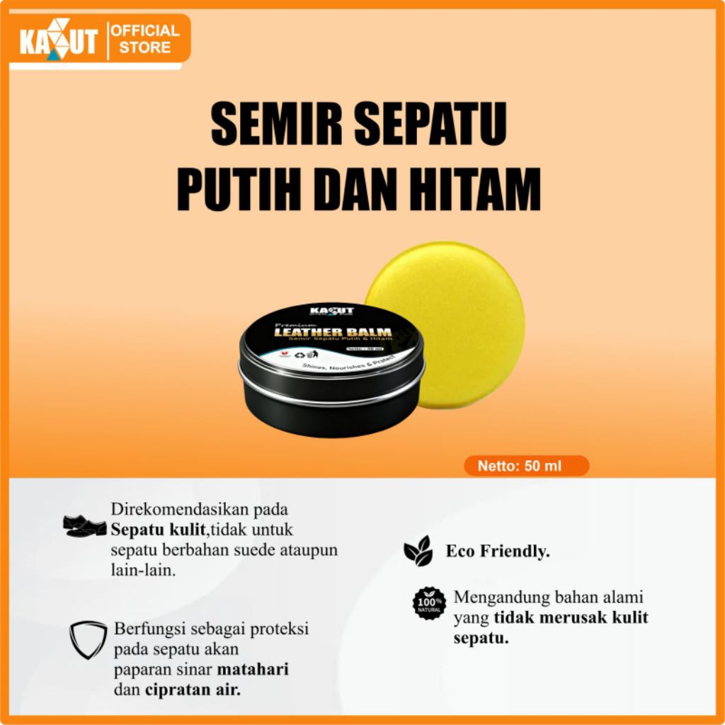 KASUT – LEATHER BALM SEMIR SEPATU BISA UNTUK WARNA PUTIH DAN HITAM UKURAN 50 ML