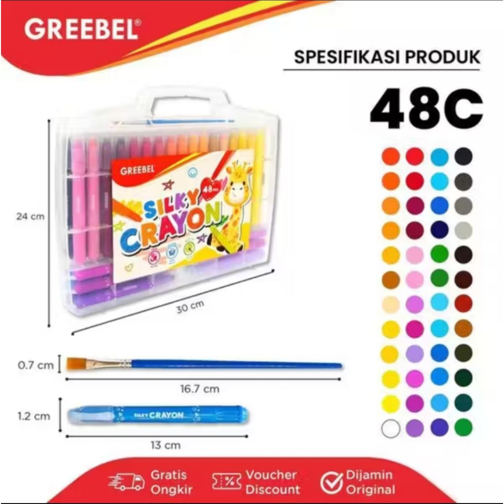 GREEBEL Silky crayon 48 warna/ Silky crayon 48 set colour Greebel