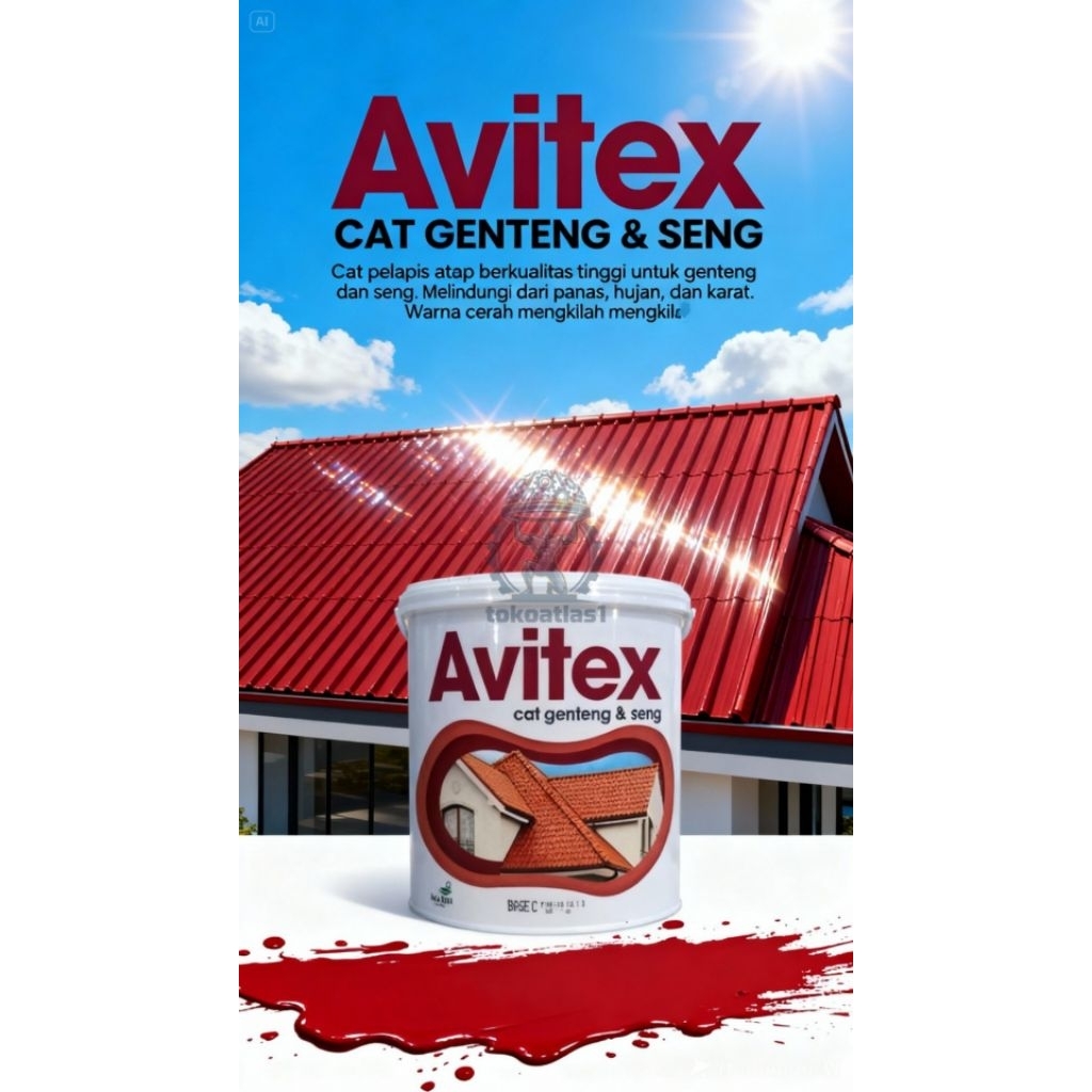 Avitex Cat Genteng & Seng Premium Kemasan 20kg — Perlindungan Maksimal, Warna Elegan & Tahan Lama.