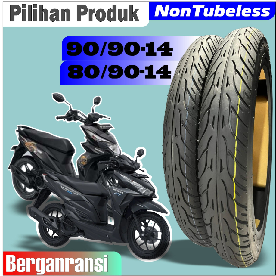 (Promo) Ban Motor Matic Luar Non-Tubles Ring 14 Ukuran 80/90 dan 90/90 Ban Motor Murah Ban Motor Bea