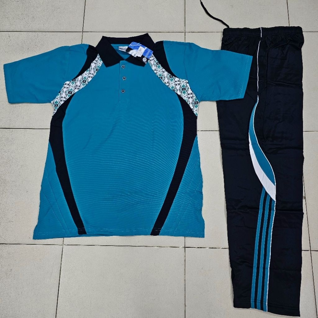 SETELAN BAJU DAN CELANA OLAHRAGA / SERAGAM OLAHRAGA BATIK PREMIUM WF HIJAU TOSCA READY UKURAN JUMBO 