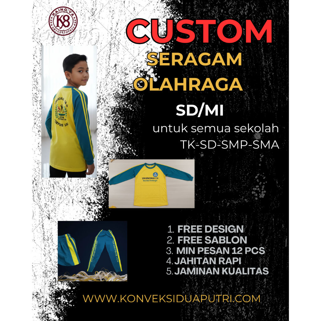 Seragam OlahRaga Sekolah TK-SD-SMP-SMA Custom/seragam baju olahraga anak sekolah sd