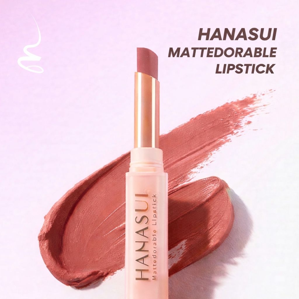 Hanasui Mattedorable Lipstick Matte Smudgeproof | Lipstik Matte Tahan Lama Warna Intens Sekali Oles