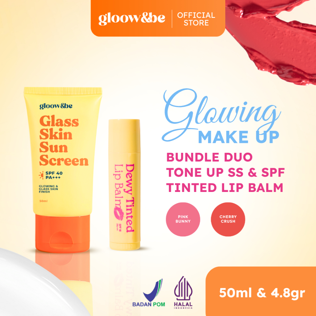 [PAKET ANAK SEKOLAH] Gloow&be Glowing Makeup Anti School Air Set — Glaas Skin Sunscreen Tone Up + SP