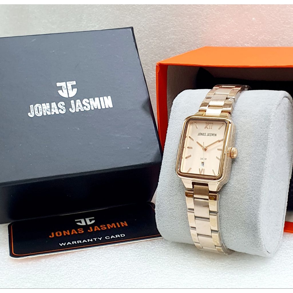 Jonas Jasmin Classic Rectangular Stainless Steel – Black Dial Quartz Watch