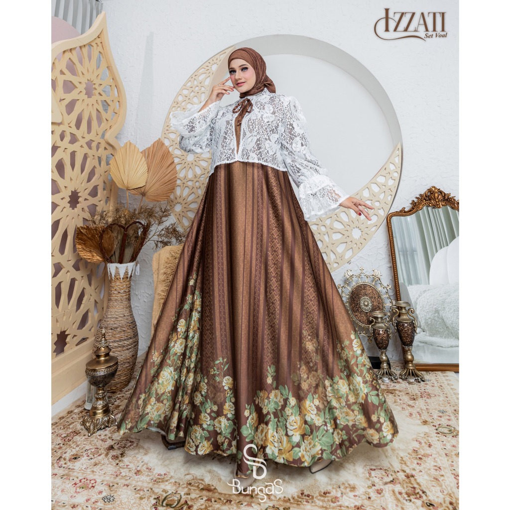 BMS 2033 IZZATI DRESS SET VOAL BY BUNGAS FASHION GAMIS MUSLIMAH KEKINIAN