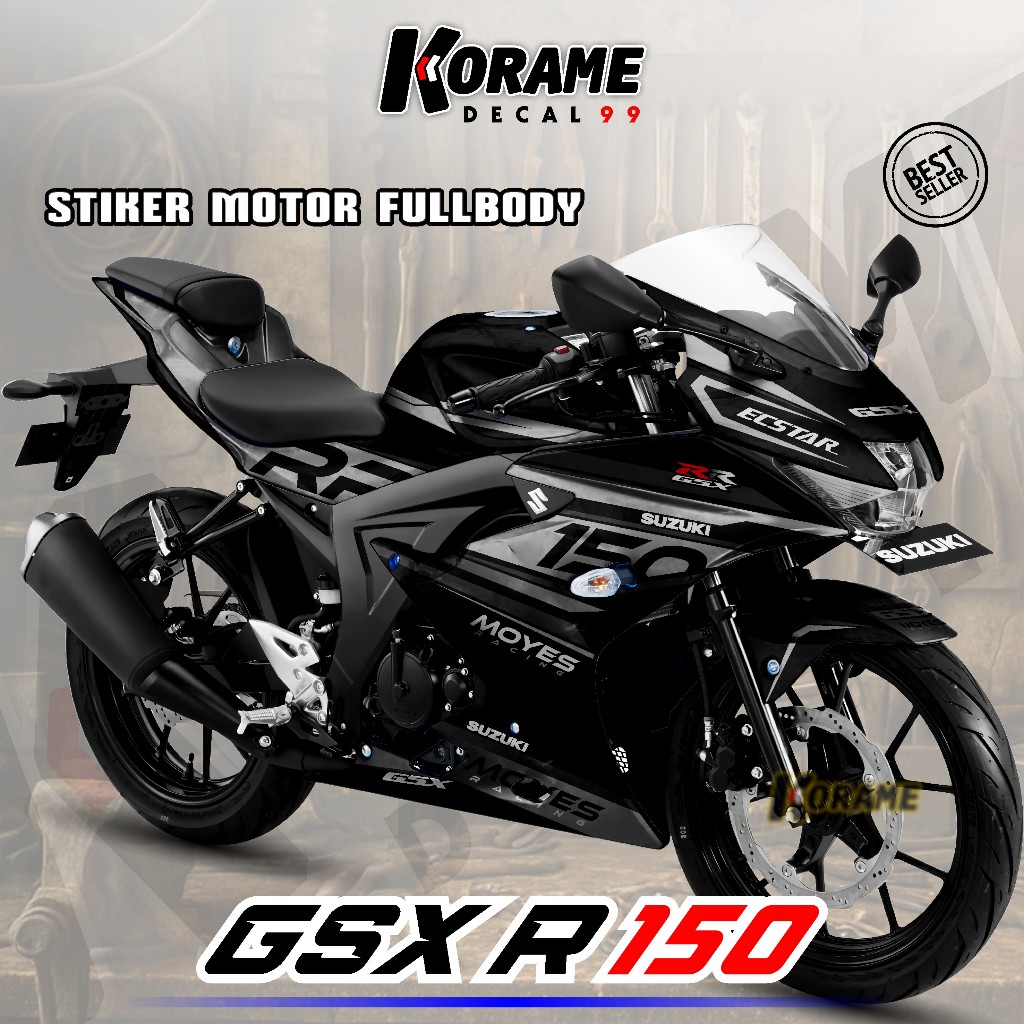 Decal GSX R150 - Moyes Racing Full Hitam Tipe 03 // Stiker Motor GSX R-150
