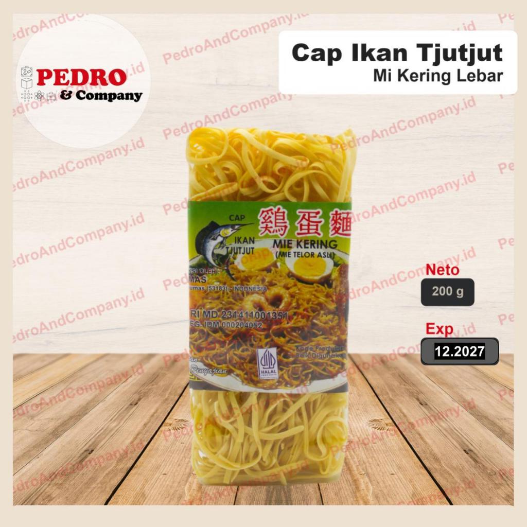 Mie kering cap ikan tjutjut 200 gram - cucut halus mi telor asli TEBAL