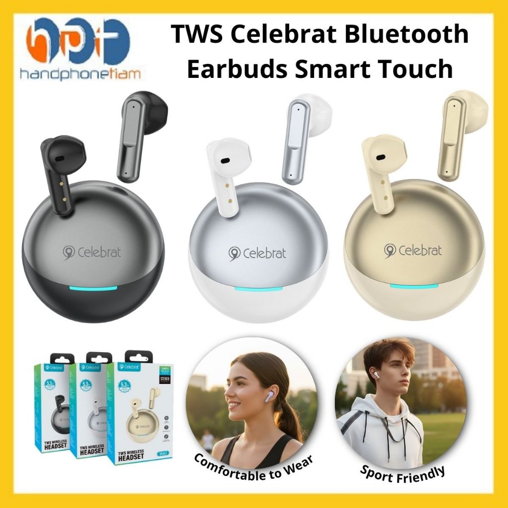 TWS Celebrat W61 Bluetooth 5.3 Earbuds Ultimate Sound Quality Stylish Daya Tahan Baterai Lama