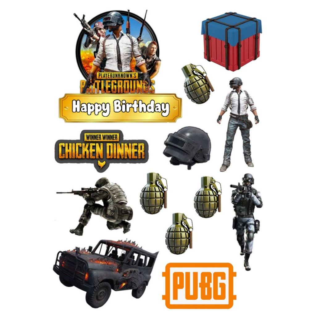 Topper PUB G Kue Ulang Tahun Glossy Tebal A4 | Hiasan Kue PABJI