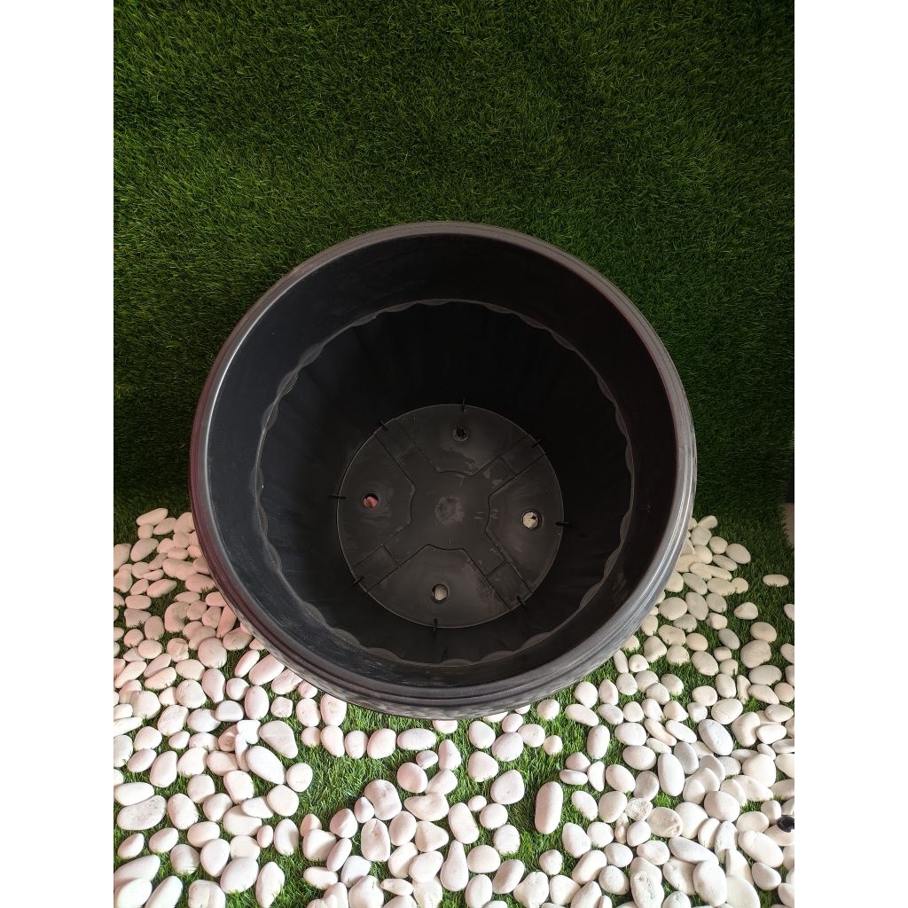 PROMO Pot GARUDA 50 Hitam Pot Bunga Plastik Tebal Murah Besar Kuat Motif Model Belimbing 30 cm Hitam